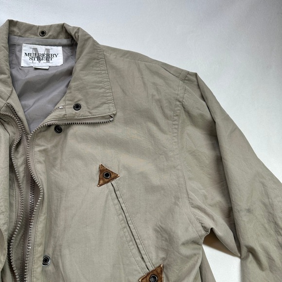 MULBERRY STREET Khaki Utility Jacket Tan Vintage Y2K Button‎ Snap Pockets S - Picture 5 of 16